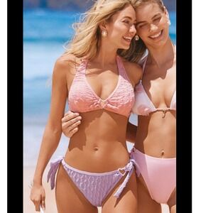 Cupshe Pastel Lace Bikini Set With Tie Side Bottoms